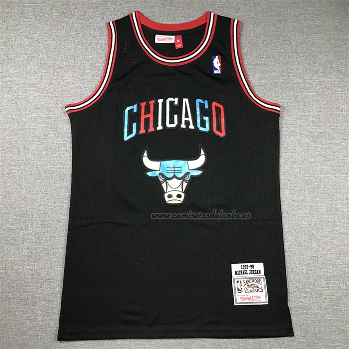 Camiseta Chicago Bulls Michael Jordan NO 23 Mitchell & Ness 1997-98 Negro2